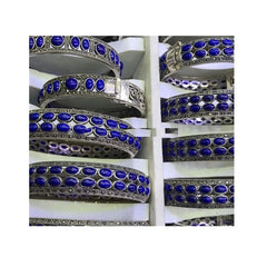 Make wholesale Natural Lapis Lazuli 925 Sterling Silver Bangles jewellery