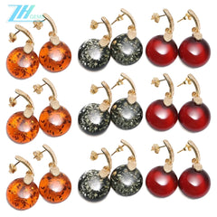 Long Red Baltic Amber Beaded Earrings Dangle Earrings Shiny Red Amber And Sterling Silver Cherry Color For Woman Gift