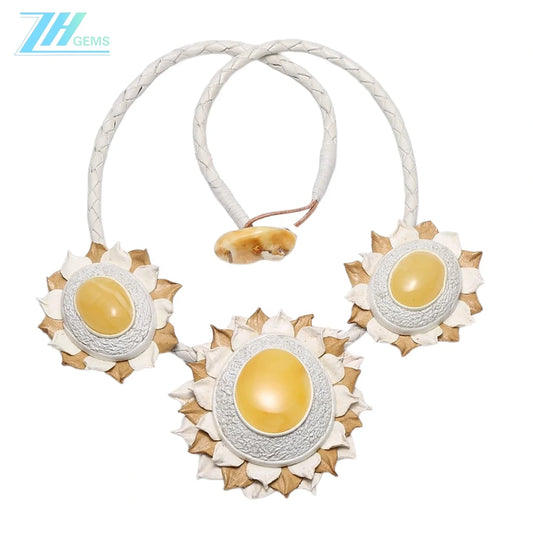 Baltic Amber Color Yellow Exquisite Beaded Meditation Simple Atmosphere 23.4g Christmas Gift Necklace