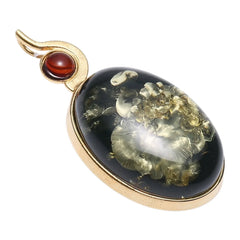 Natural Amber Rectangle Black Green Color Baltic Optimized Pendant Beautiful Genuine Yellow Square Baltic Amber Necklace