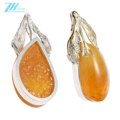 Amber Orang Pendant Men Fashion Design Simple Jewelry Pendant Drop Casual Natural Irregular Gemstone Natural Baltic Amber