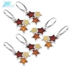 Star Shape Baltic Amber Earrings Classic Drop Shape Gemstone Elegance Earrings Gift For Wife Girlfriend Sister Mom