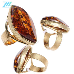 Amber Ring Gemstone Huge Sgemstone Red Color Beautiful Jewelry Handmade Designer Exquisite Ring