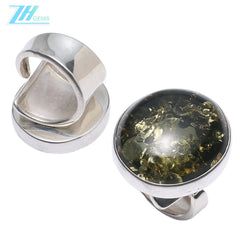 Baltic Amber Black Ring Energy Jewelry With Natural Amber Bead High Quality Gemstone Simple Atmosphere Jewelry For Gift Choice