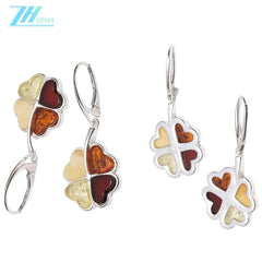 Direct Purchase From Europe Natural Baltic Amber Earrings Without Optimization Beeswax 925 Sterling Silver Inlay High-end And