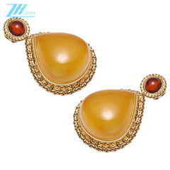 Natural Amber Yellow Colorbaltic Optimized Chanterelle Beeswax Pendant Sterling Silver Gold Setting 18.4g As Gift