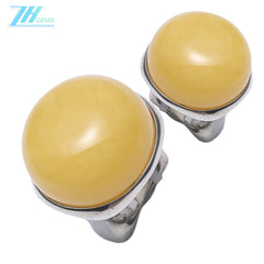 Amber Ring Yellow Color 28.5g Energy Silver With Natural Amber Beads Summer Gift Choice For Family Lover Girlfriend