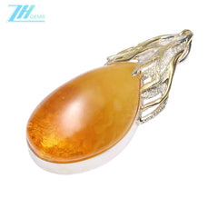 Amber Orang Pendant Men Fashion Design Simple Jewelry Pendant Drop Casual Natural Irregular Gemstone Natural Baltic Amber