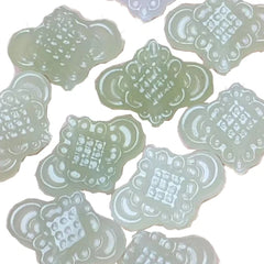 Chinese Knot Pendant Link White Green Carved Natural Nephrite Stone