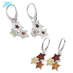 Star Shape Baltic Amber Earrings Classic Drop Shape Gemstone Elegance Earrings Gift For Wife Girlfriend Sister Mom