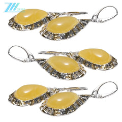 Baltic Amber Earrings Classic Drop Shape Gemstone Elegance Earrings Gift For Wife Girlfriend Sister Mom With Stunning Silver