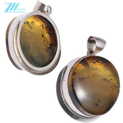 Baltic Amber Pendant Huge Drop Brown With Green Color Elegant Chunky Round Apparence Healing Gemstone Pendant
