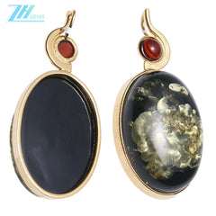 Natural Amber Rectangle Black Green Color Baltic Optimized Pendant Beautiful Genuine Yellow Square Baltic Amber Necklace