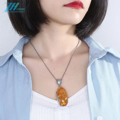 Amber High Quality Gemstone Pendant Gemstone Stones For Jewelry Making And Bead Weaving 16.8g Huge Amber Pendant
