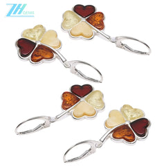 Direct Purchase From Europe Natural Baltic Amber Earrings Without Optimization Beeswax 925 Sterling Silver Inlay High-end And