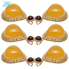 Natural Amber Yellow Colorbaltic Optimized Chanterelle Beeswax Pendant Sterling Silver Gold Setting 18.4g As Gift