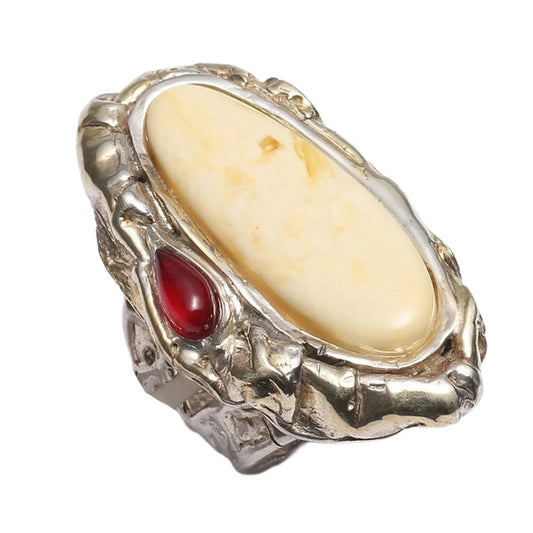 Baltic Amber For 21.2g Jewelry Making Fashion Design White Huge Ring High Quality Loose Beads Making Amberpersonalized Jewelry