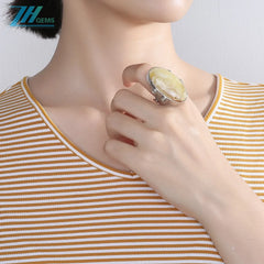 Baltic White Amber Gemstone Handmade 925 Sterling Silver Ring Ring Stamped Amber Ring Making Gift For Her