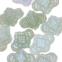 Chinese Knot Pendant Link White Green Carved Natural Nephrite Stone