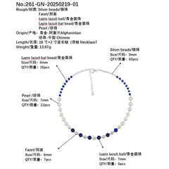 Lapis Lazuli natural high quality bead necklace natural high-grade pearl blue and white color matching classic match spring wear gifts