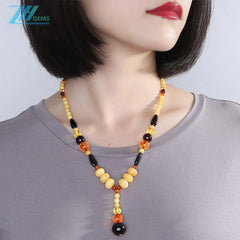 Baltic Amber Gemstone Necklace High Quality Loose Beads Making Necklace Jewelry Summer Necklace Yellow Meaningful Jewelry