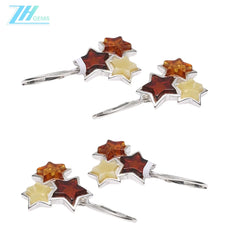 Star Shape Baltic Amber Earrings Classic Drop Shape Gemstone Elegance Earrings Gift For Wife Girlfriend Sister Mom