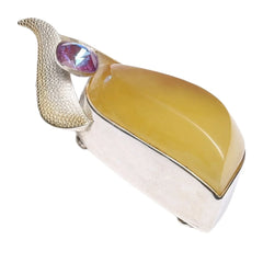 Excellence Huge Black Amber Pendant Baltic Amber And Sterling Various Shades Of Amber Handmade Pendant Yellow Color