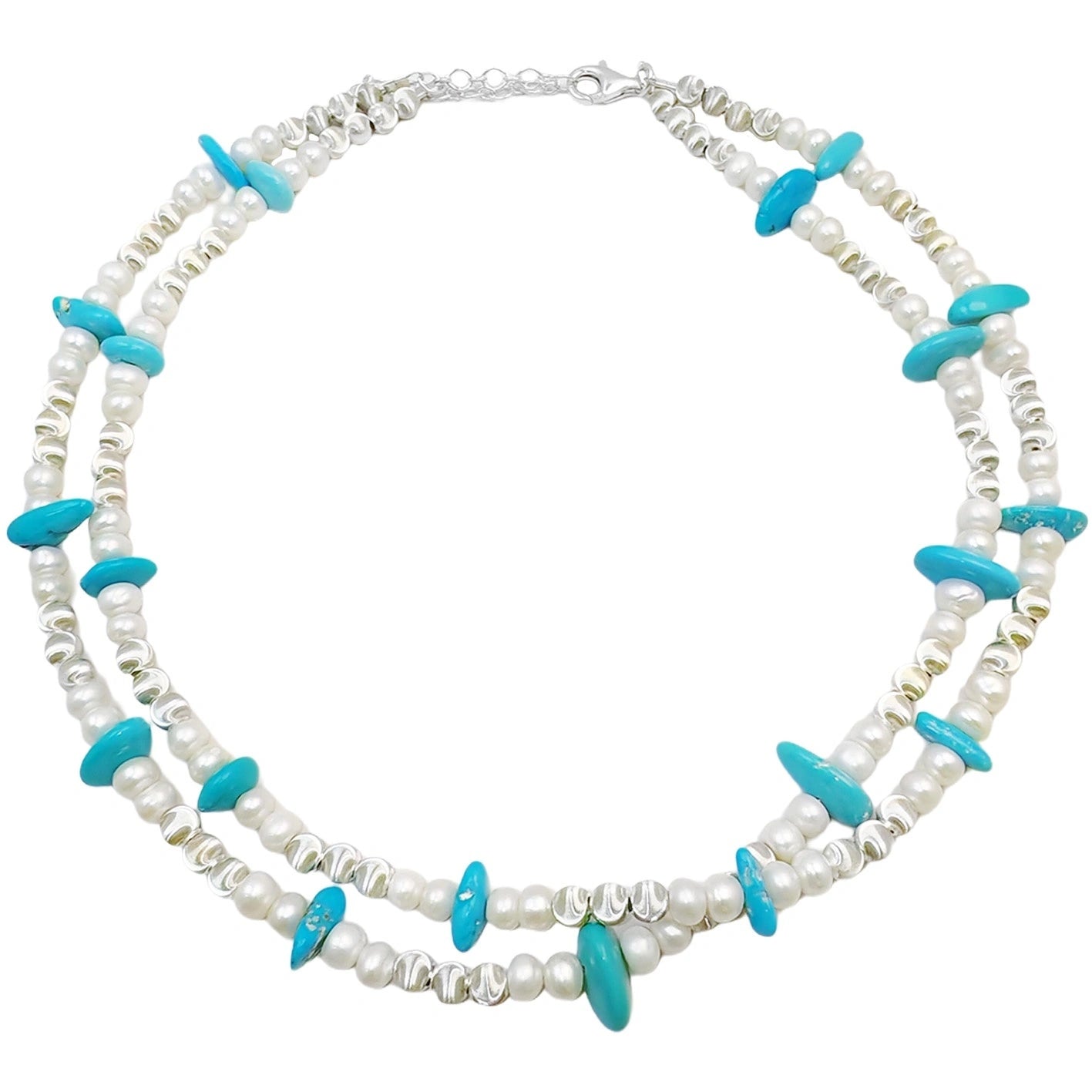 Goddess Essential Pearl Double Necklace Jewelry S 925 Silver Beads Natural Turquoise Silver Bracelet Jewelry