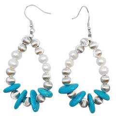 Winter Earrings Turquoise Holiday Gift S925 Silver And Natural Pearl Turquoise Beautiful Goddess Jewelry Natural Earrings