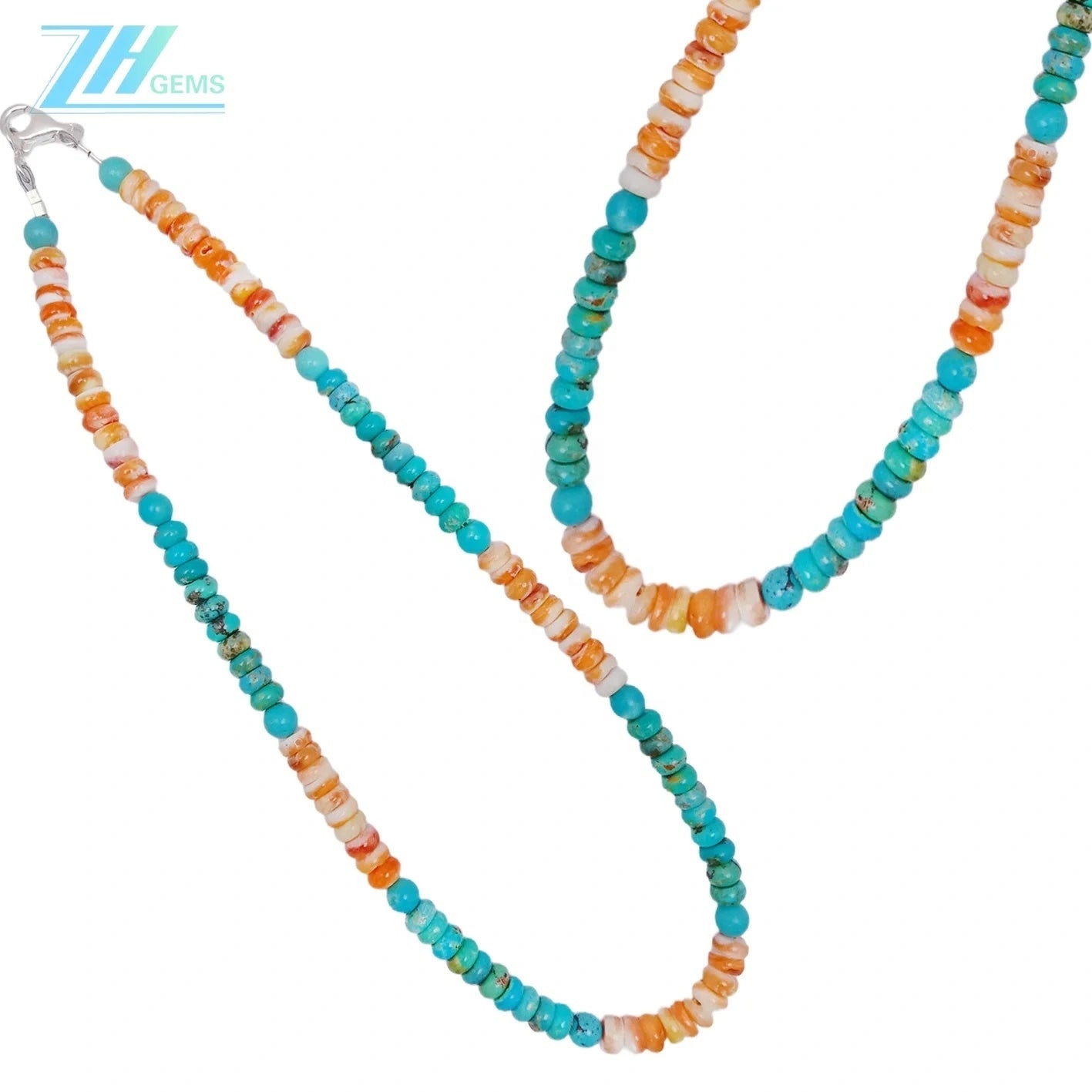 Spiny Oyster Beads Natural Stablish Turquoise Beads S925 Silver Necklace Jewelry Accessories Female Fashion Exquisite