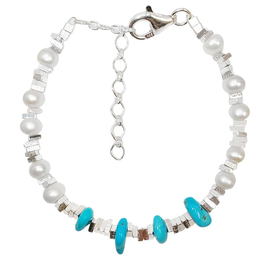Turquoise Pearl Bracelet S925 Silver Fashion Women's Jewelry Designer Custom Natural Pearl Silver Beads Accessories1