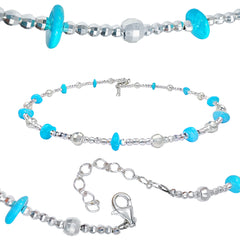 Silver Bead Collar The Perfect Combination Of Natural Turquoise And Silver Is The Best Choice For Family