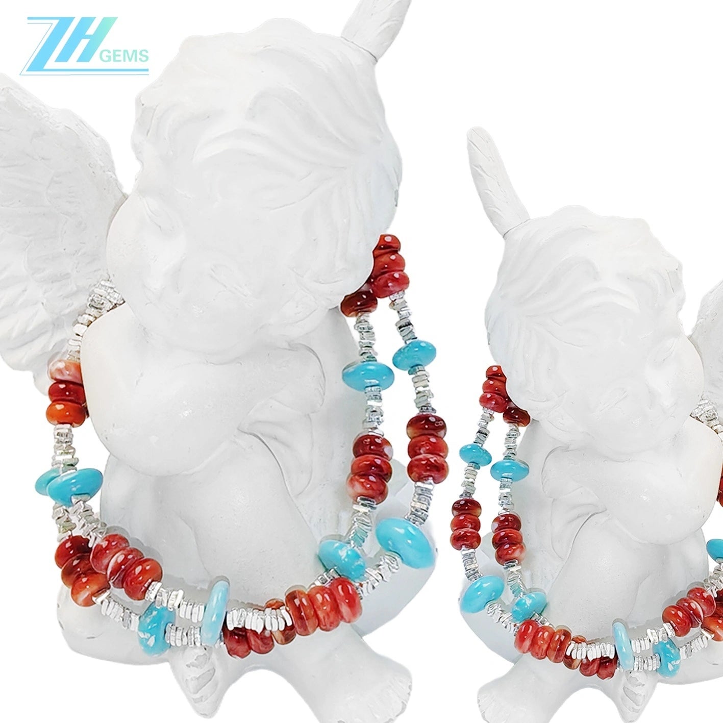 Super Beautiful Turquoise Orange Spiny Oyster Beautiful Anniversary Gift Natural Turquoise S925 Silver Set High Jewellery