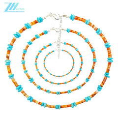 Orange Spiny Oyster High Quality Natural Turquoise Necklace Turquoise Necklace High Women's Jewelry With Delicate S925 Silver