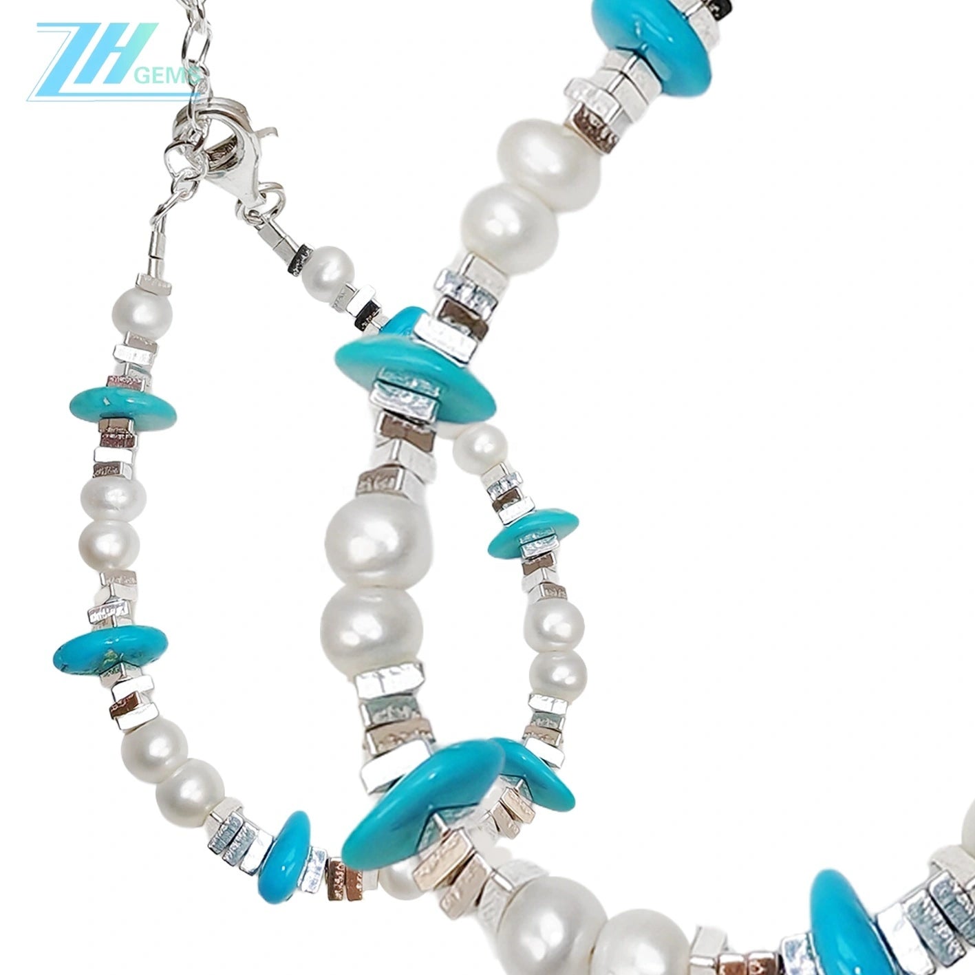 Natural Turquoise Pearl With S925 Silver Authentic Bracelet Diy Jewelry Making And Beadwork