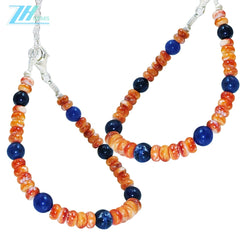 Natural Orange Spiny Oyster And Lapis Lazuli With S925 Silver Authentic Bracelet High Jewelry Designer Custom