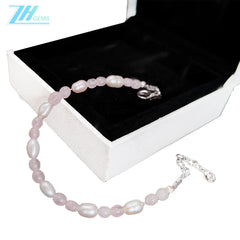 Rose Quartz Pearljewelry Making Handmade Bracelet Holiday Gift Simple Pearl Bracelet