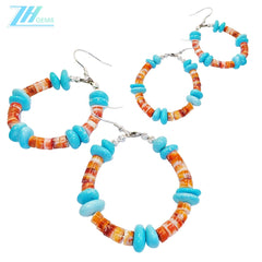 Beautiful High Quality Turquoise Orange Spiny Oyster Set Engagement Gift Daily Wear Natural Turquoise High Jewelry