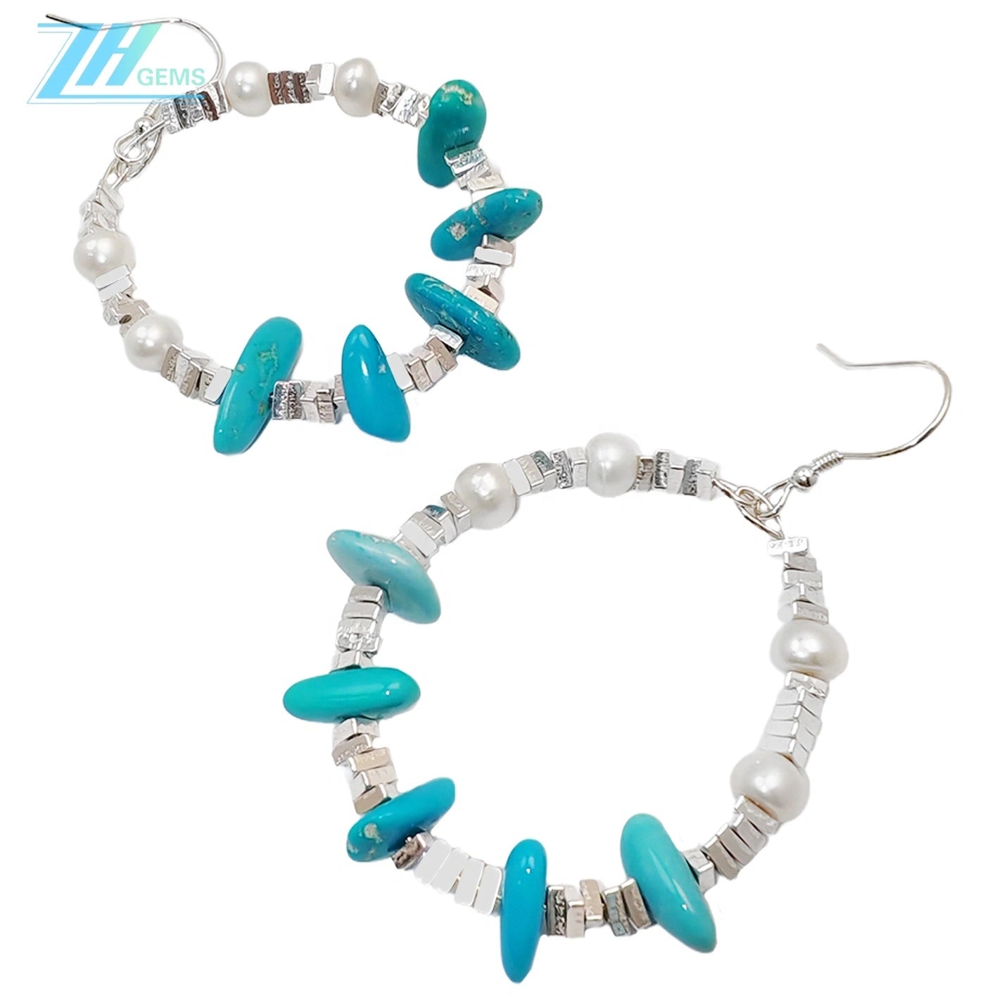 Pearl Earrings Turquoise Natural Earrings S925 Silver Women's Jewelry Best Selling Designer Custom Beauty Jewelry