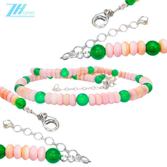 Pink Opal Necklace Roundel Beaded gemstone Jewelry For Women Birthstone Necklace Necklace For Women Smooth Round Beads