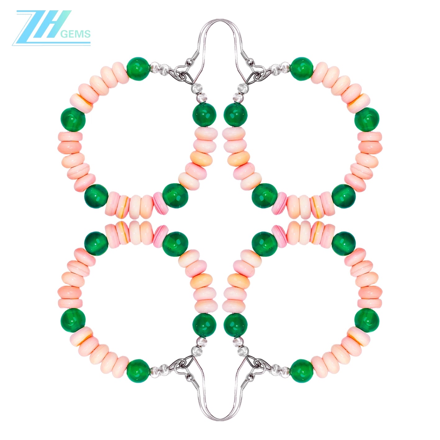 Real Pink Opal Earrings With Chrysoprase 925 Sterling Silver Stud Drop Earrings For Women For Her Gemstone Gift