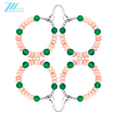 Real Pink Opal Earrings With Chrysoprase 925 Sterling Silver Stud Drop Earrings For Women For Her Gemstone Gift