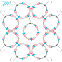 High Quality Turquoise Earrings Natural Turquoise High Porcelain And Pink Opal Abacus Beads Silver Beads,Silver Jewelry