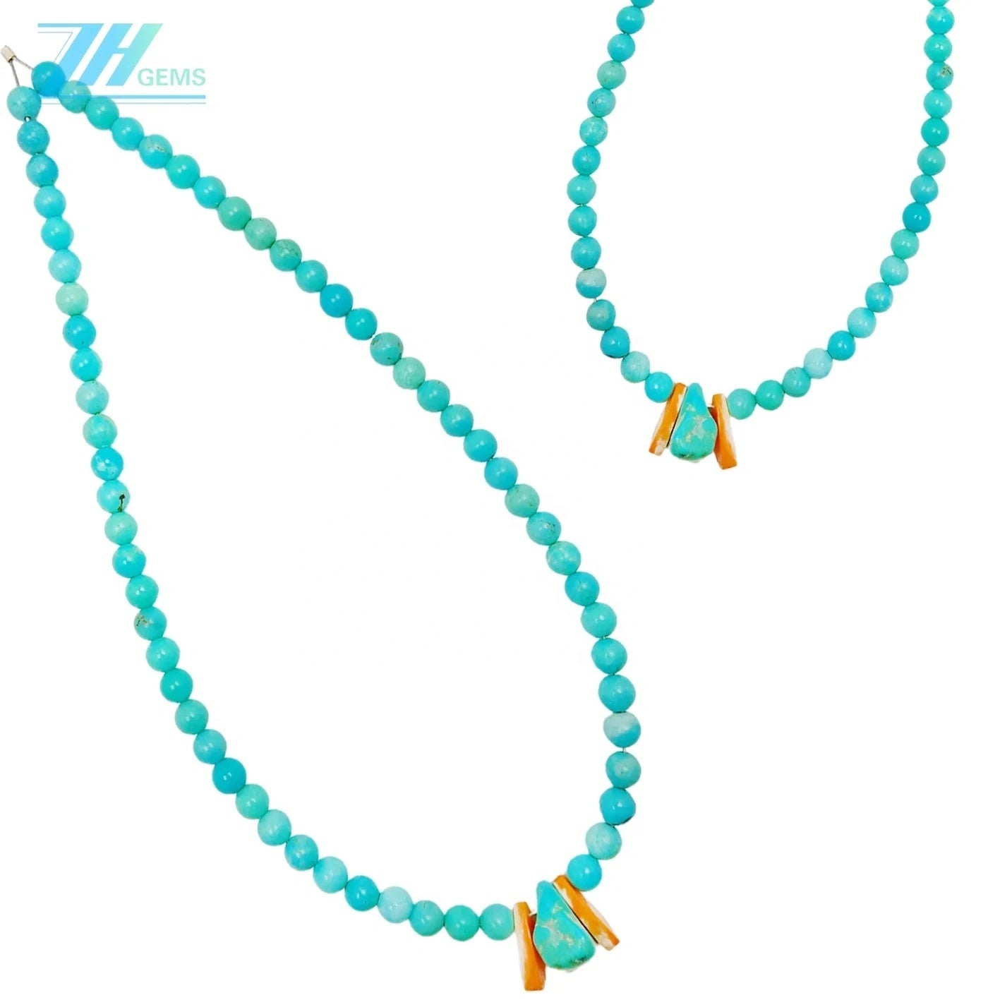 Hot Sale Natural Spiny Oyster Beads Natural Stablish Turquoise Round Beads Free-form Necklace Ladies Jewelry Temperament