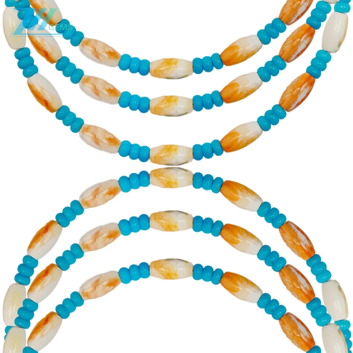 28.1g Natural Turquoise Spiny Oyster Healing Necklace Natural Stone Seed Beads Choker Necklace Gift