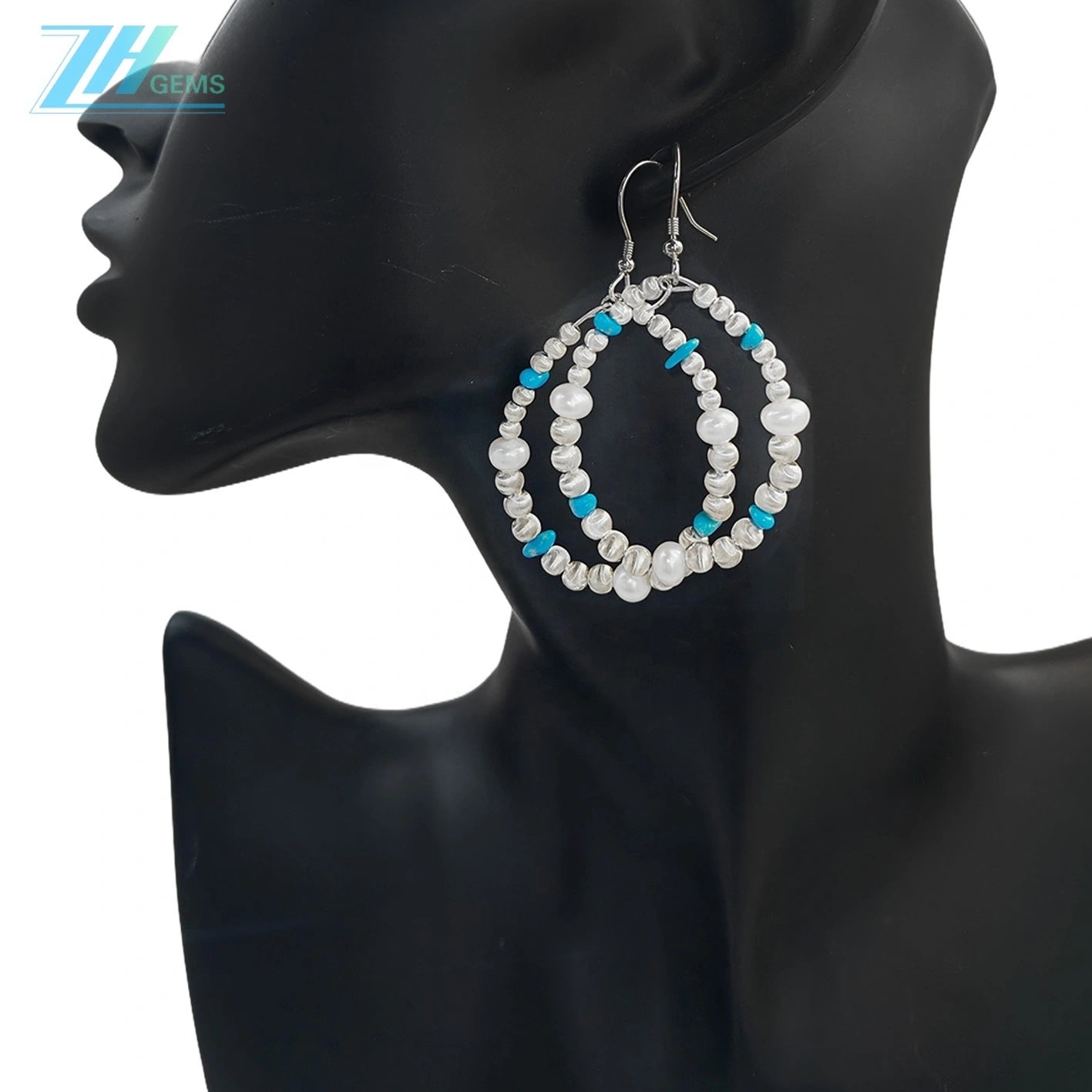 Pearl Earrings Turquoise Natural Earrings S925 Silver Women's Jewelry Best Selling Designer Custom Beautiful Women's Jewelry