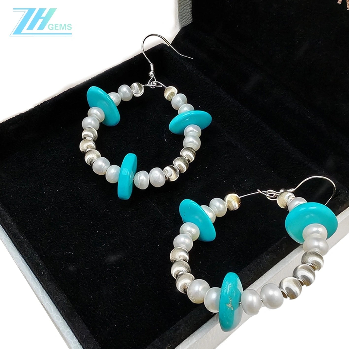 Natural Pearl And Turquoise Premium Earrings With Delicate S925 Silver Jewelry Original Earring Design Handmade