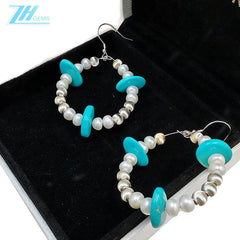 Natural Pearl And Turquoise Premium Earrings With Delicate S925 Silver Jewelry Original Earring Design Handmade