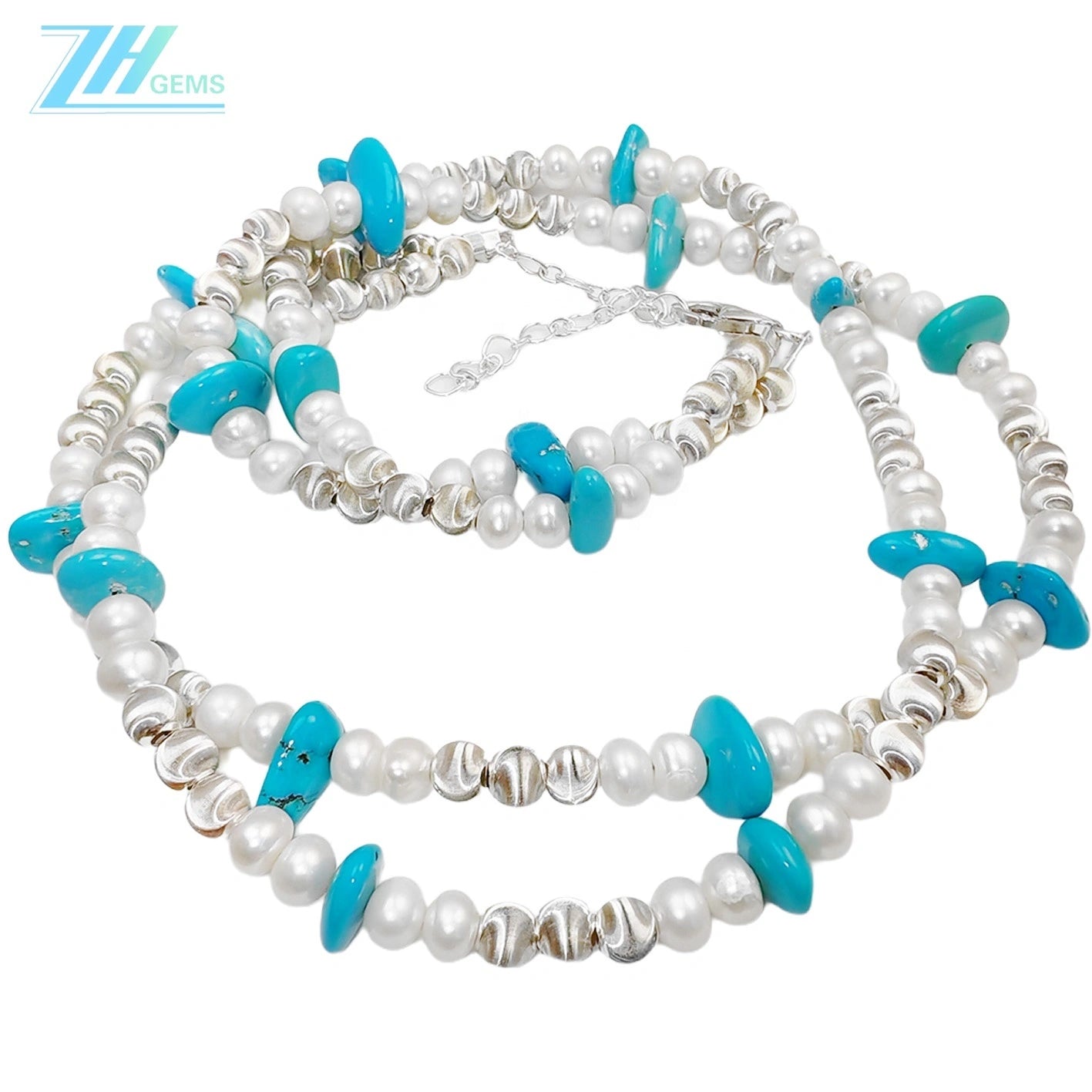 Goddess Essential Pearl Double Necklace Jewelry S 925 Silver Beads Natural Turquoise Silver Bracelet Jewelry