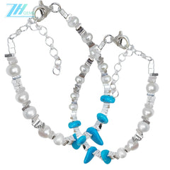 Turquoise Pearl Bracelet S925 Silver Fashion Women's Jewelry Designer Custom Natural Pearl Silver Beads Accessories1